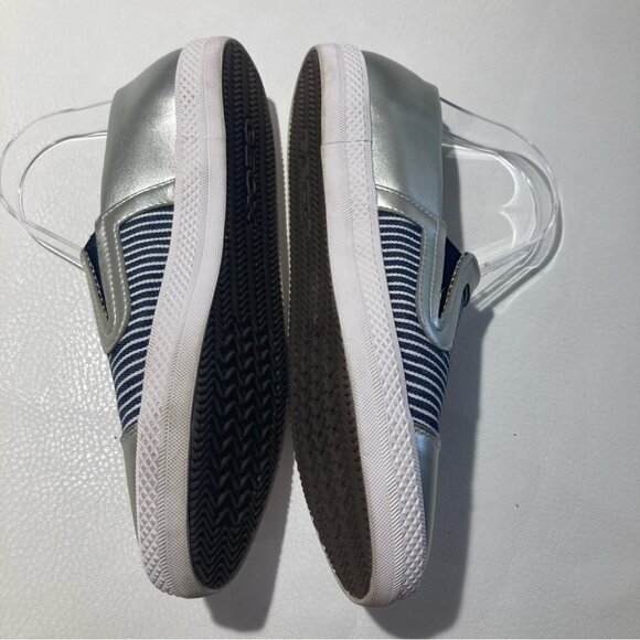 GEOX Sz 10 Plimsolls Glyo Silver Canvass Slip On Loafers Flats - Picture 11 of 11